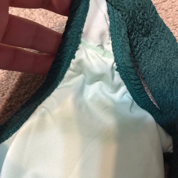 Cupshe Teal Escaping Eucalyptus Scoop Neck Bikini Top Size M - Picture 5 of 5